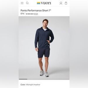 VUORI PONTO PERFORMANCE SHORTS Midnight Heather S